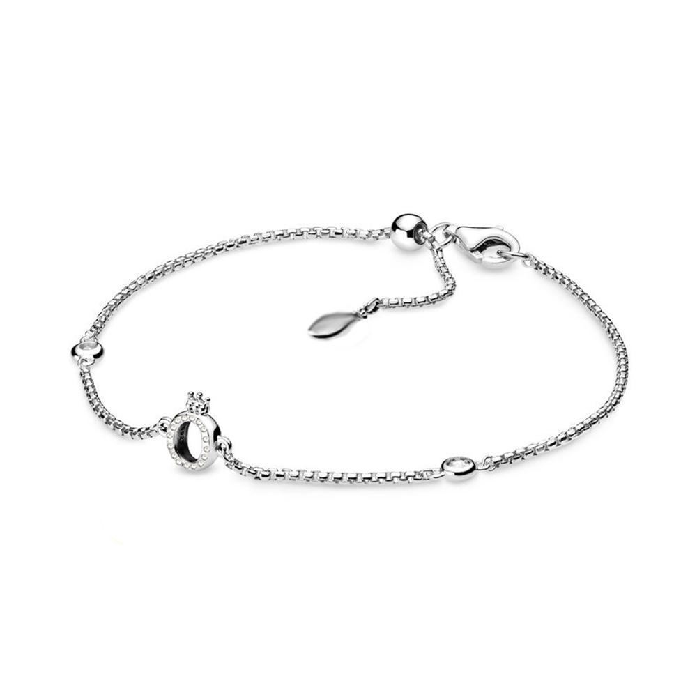 925 Silver Women's Bracelet with Heart T-shaped Buckle and Adjustable Bracelet, Fashionable DIY Jewelry Gift