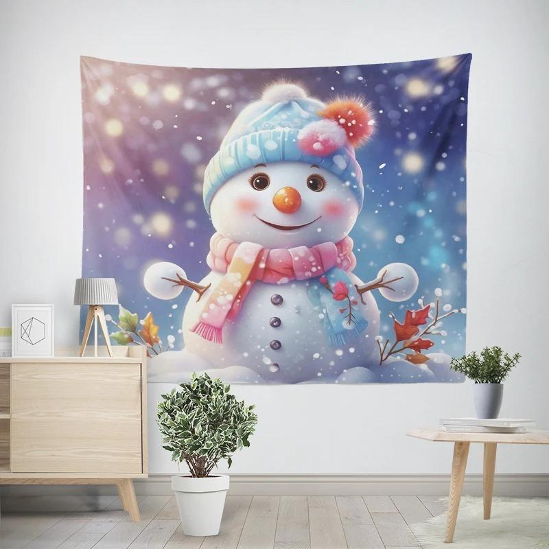 Christmas New Year Snowman Pattern Tapestry Living Room Sofa Car Interior Decorative Tapestry