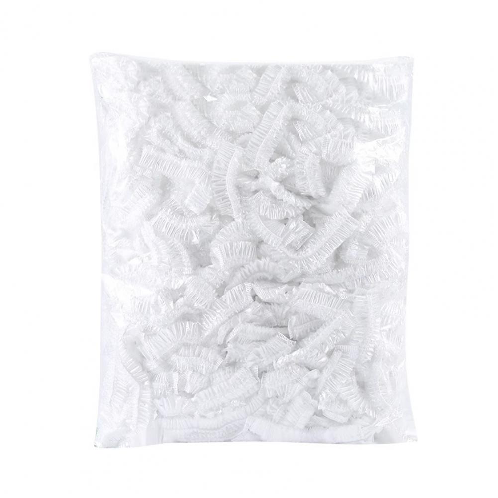 Thick Durable Shower Cap Elastic Band Shower Cap 100pcs Disposable Shower Cap with Ear Protection for Bath Waterproof