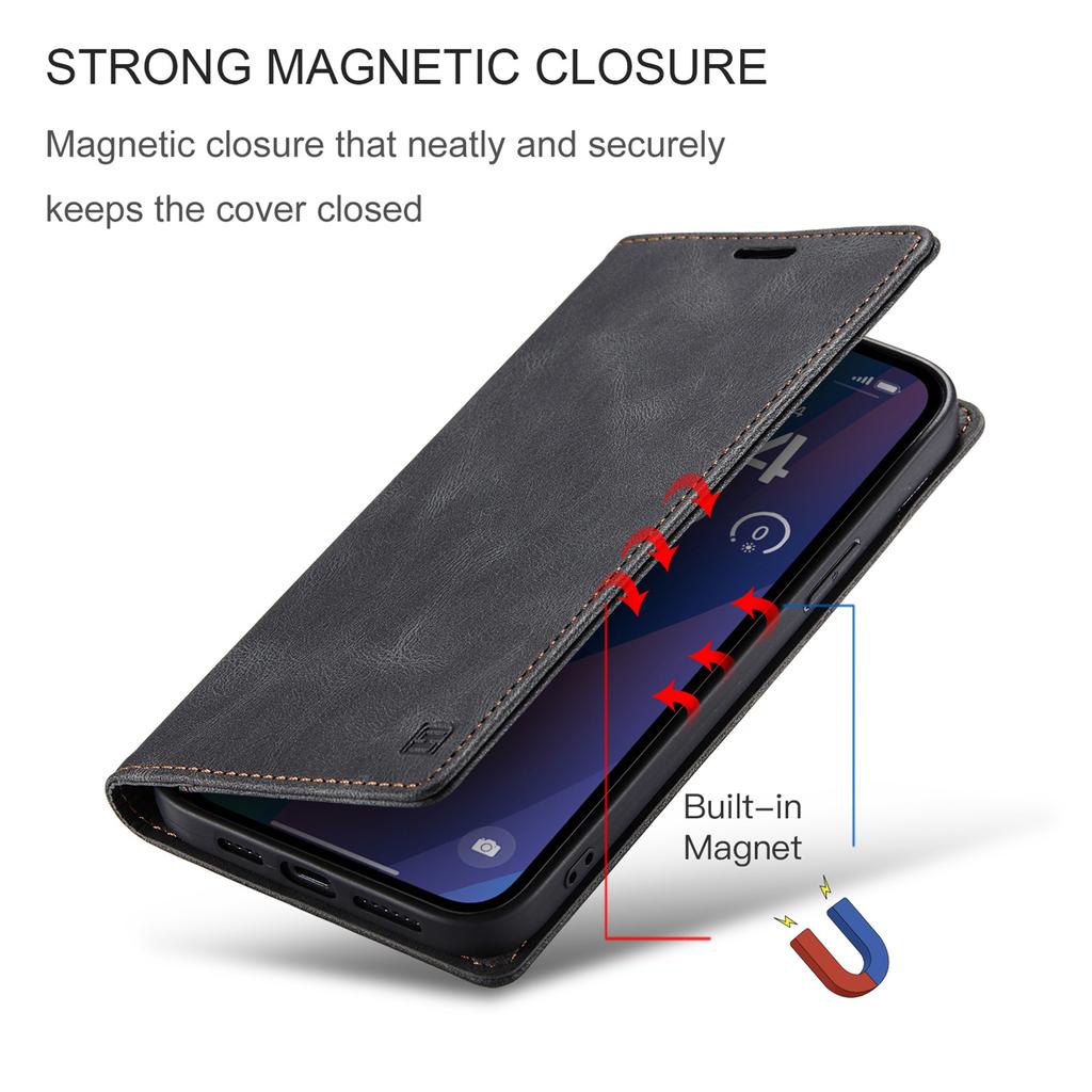 For iPhone 15 Plus Vintage Leather Flip Wallet Case with RFID Blocking Card Slot, Matte Retro Folio Cover for Women Men (4 Colors)