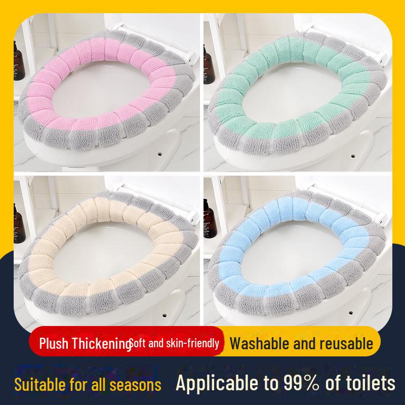O-Shape Dirt-Resistant Plush Toilet Seat Mat with Handle