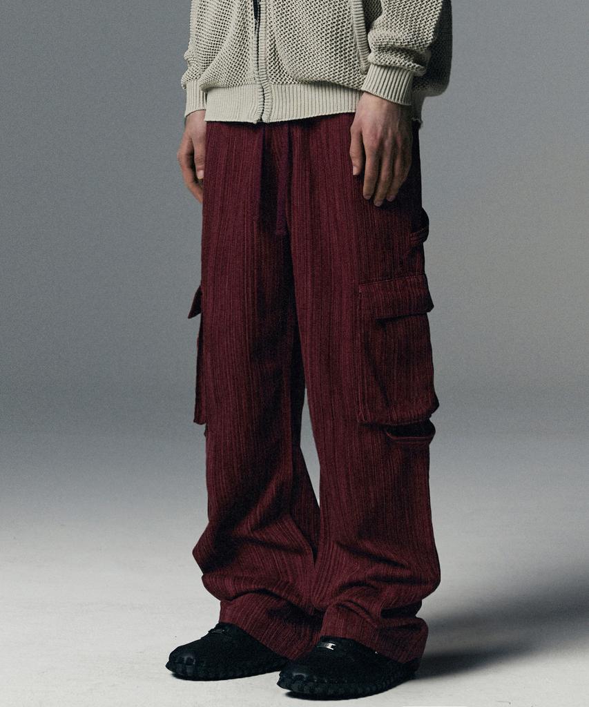 NOT4NERD Stripe Cargo Flare Fit Pants - Red