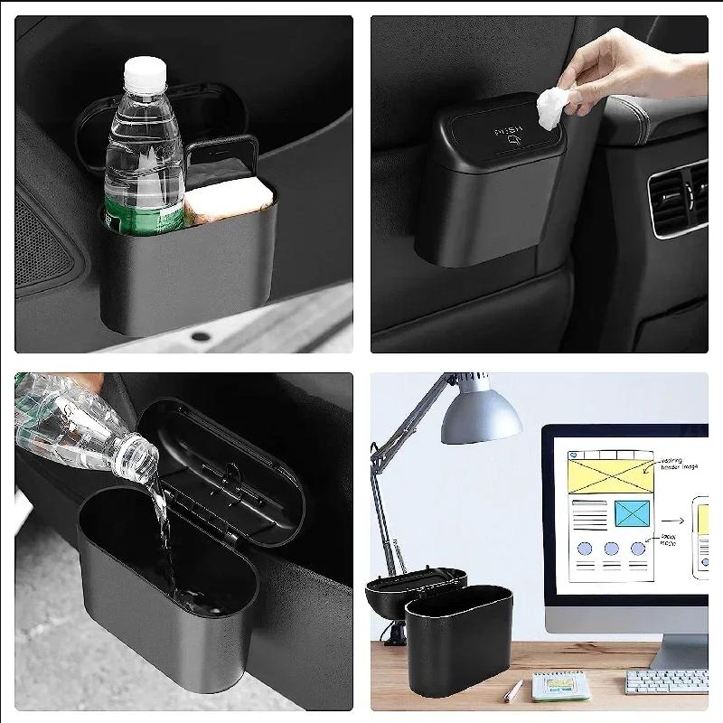 Car Trash Can (with Lid)  Contains 100 Garbage Bags Small Car Trash Can Leak-proof Mini Car Accessories