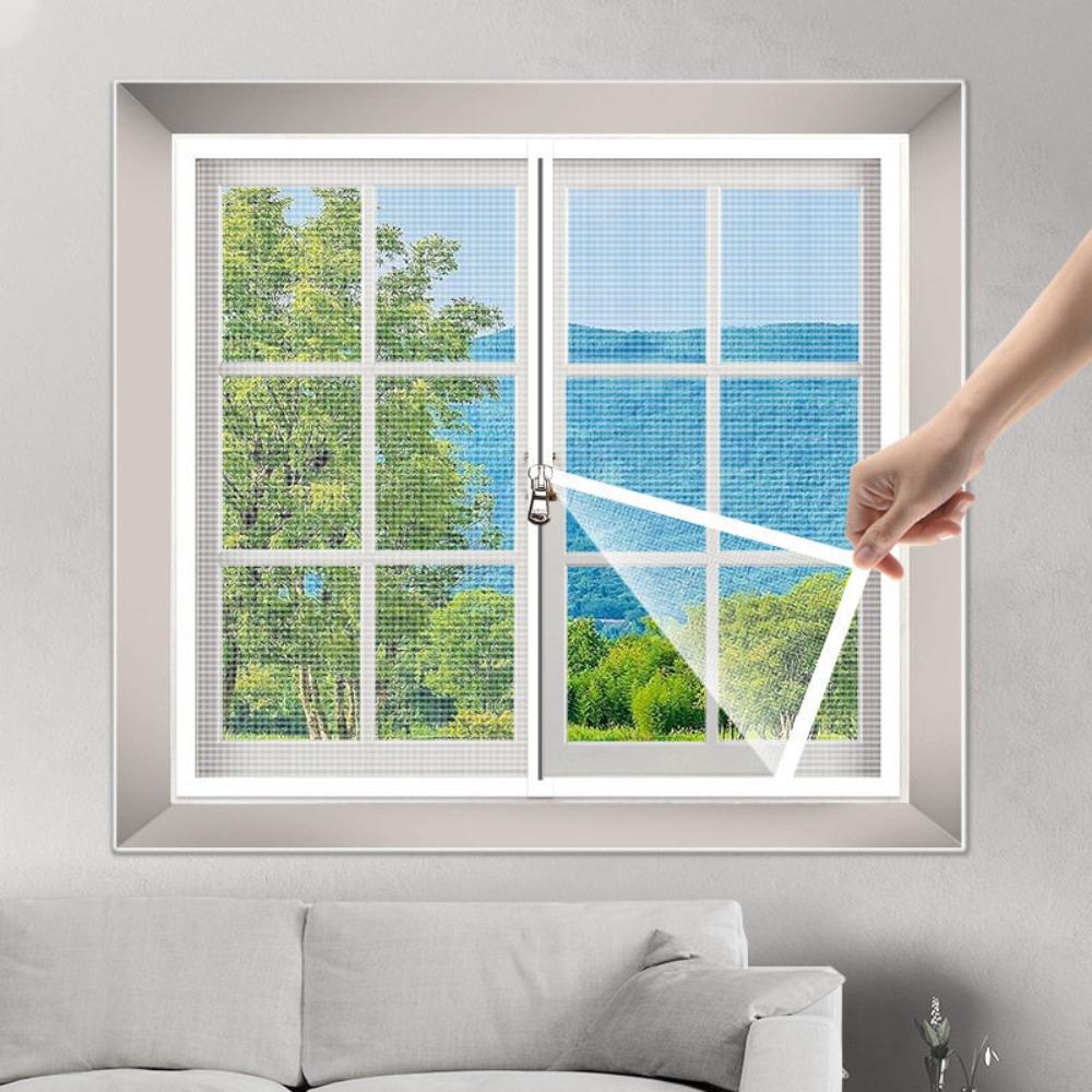 Self-Adhesive Design Self-Adhesive Window Screen Retractable Mesh Flexible Mesh Drill-Free Stick-On Door Curtain