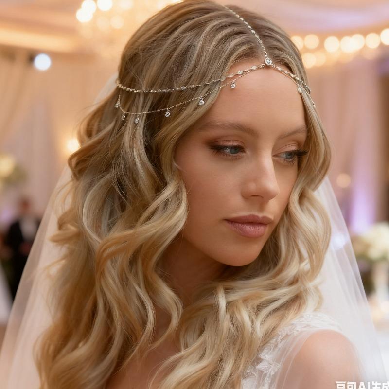 New Fashion Boho Crystal Head Chain Wedding Hair Accessories Elegant Headpiece Bling Bridal Forehead Chain Indian Hair Jewelry