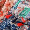 Women's Summer Retro Style Floral Silk Scarf with Colorful Tassels