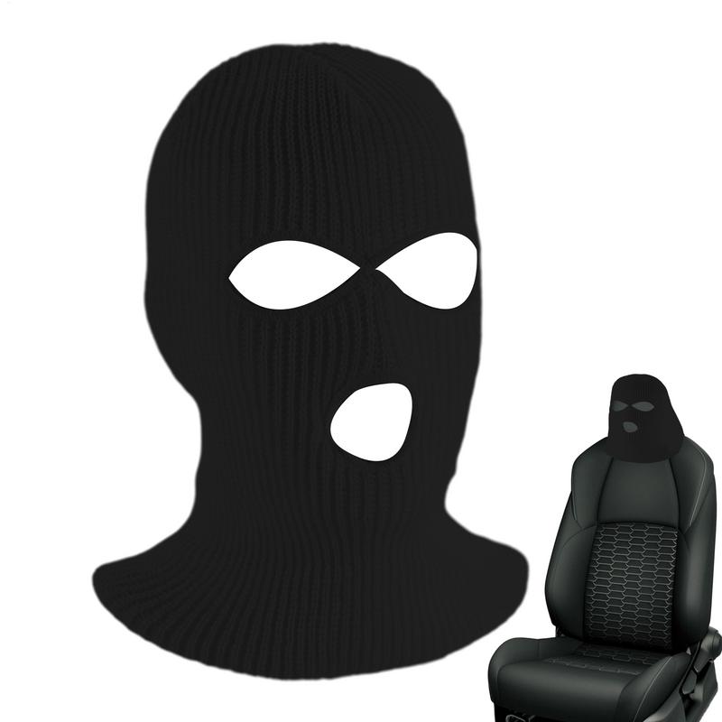3-hole Car Seat Headrest Full Face Cover Ski Mask Hat Anti Ash Protection For Car Interior Seats Funny Cover Decoration