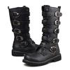Winter Men's Leather Motorcycle Boots Punk Chain Mid-calf Platform Gothic Combat Boots for Men Biker Boots Men