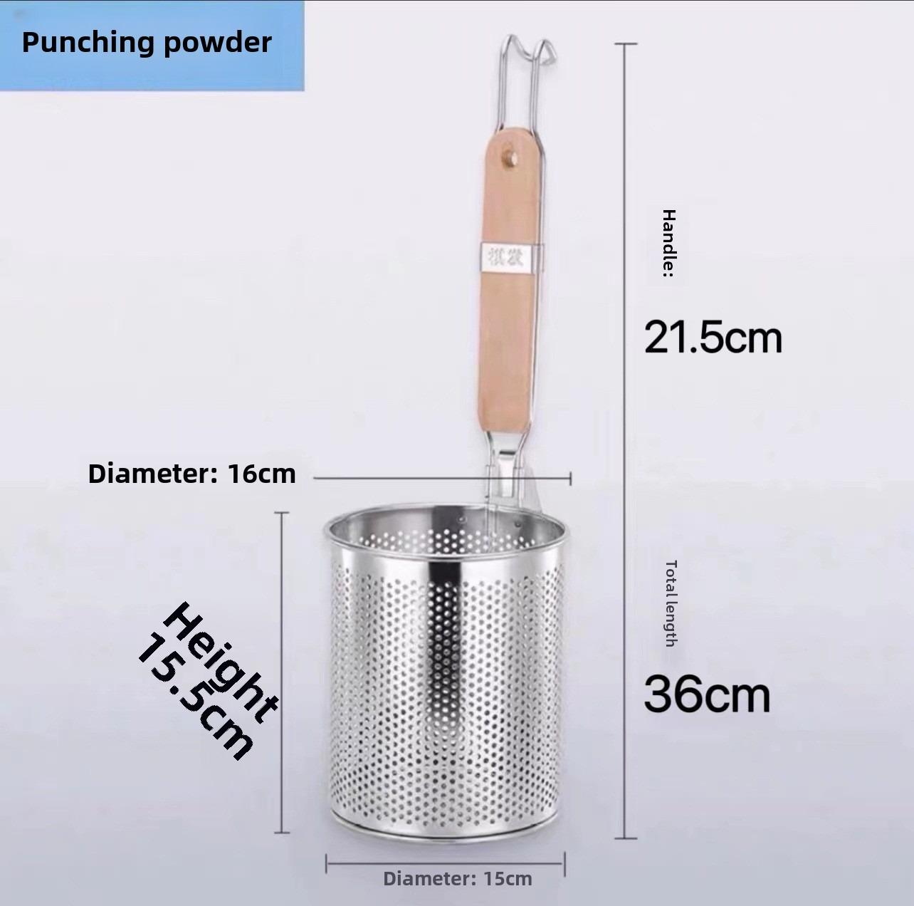 

Thickened Pasta Basket Strainer Wooden Handle Vegetables Mesh Sieve Spoon Durable Deep Fry Basket 16cm