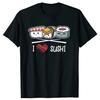 Lustige Ich liebe japanische Sushi Essstäbchen T-Shirts Damenmode Lässiges T-Shirt Locker Streetwear T-Shirt Damenbekleidung Persönlichkeit