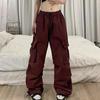 New Design High Street Overalls Women's Loose Straight Wide-leg Big Pocket Casual Retro Leggings Tide