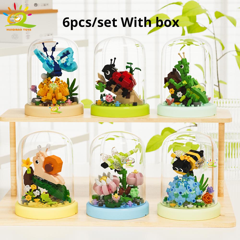 MOC Insect and Flower Display Box Micro Building Block Butterfly Mini Diamond Model Brick Toy for Children Desk Decor.