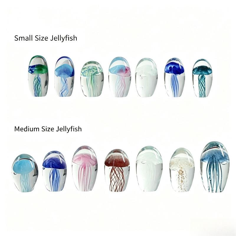 Hand‑made Colored Glaze Jellyfish Figurine Ocean Animal Paperweight Desktop Home Art Decor Ornament