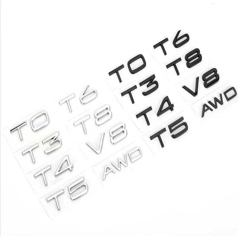 3D Chrom ABS T0/T3/T4/T5/T6/T7/T8/V8 AWD Schriftzug Emblem Kofferraumplakette Für XC40 XC60 XC70 XC90