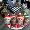 Christmas Kittens Round Area Rug,Carpet Rug for Living Room Bedroom Sofa Playroom Decor,Non-slip Floor Mat