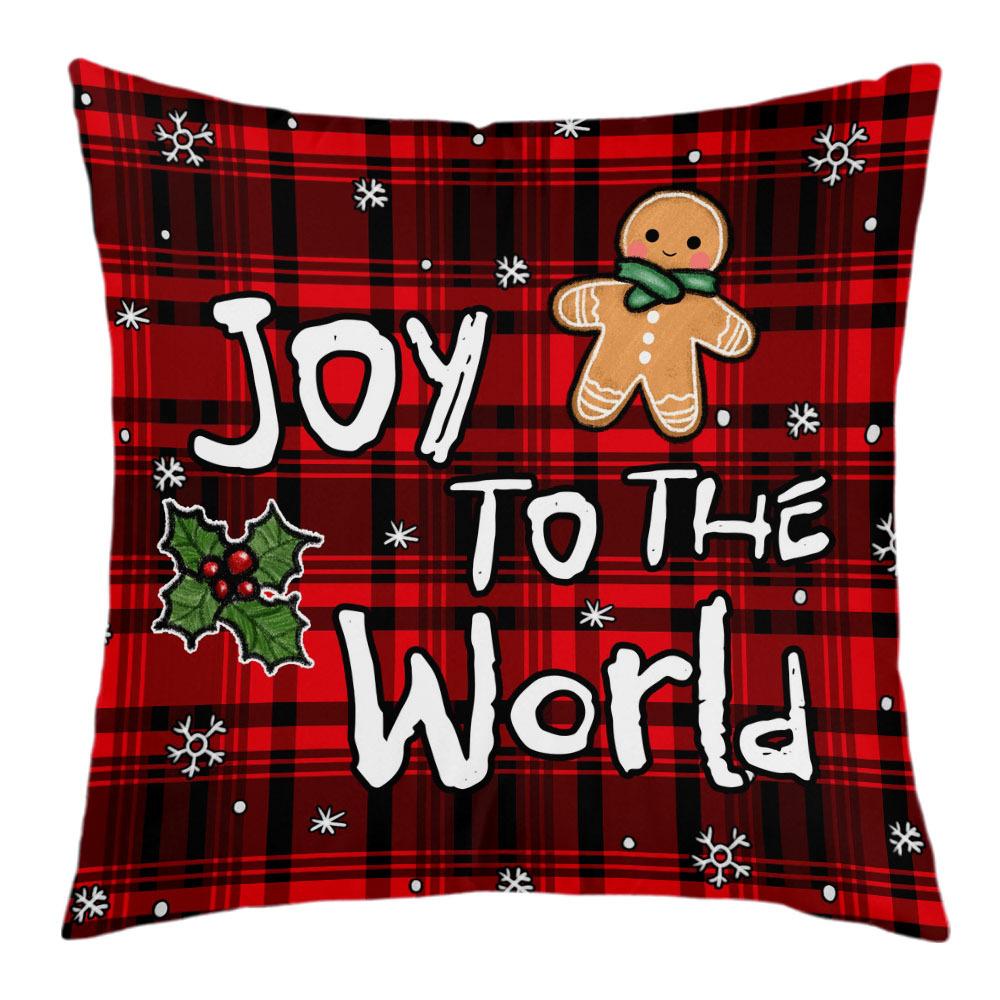 New Christmas Short Plush Pillow Cover Peach Skin Digital Printing Cushion Cover Christmas Snowman Pattern
