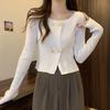 Soft Vibe Square Neck Chic Knit Cardigan Women's Autumn & Winter Elegant Slimming Short Sweater Outer Jacket