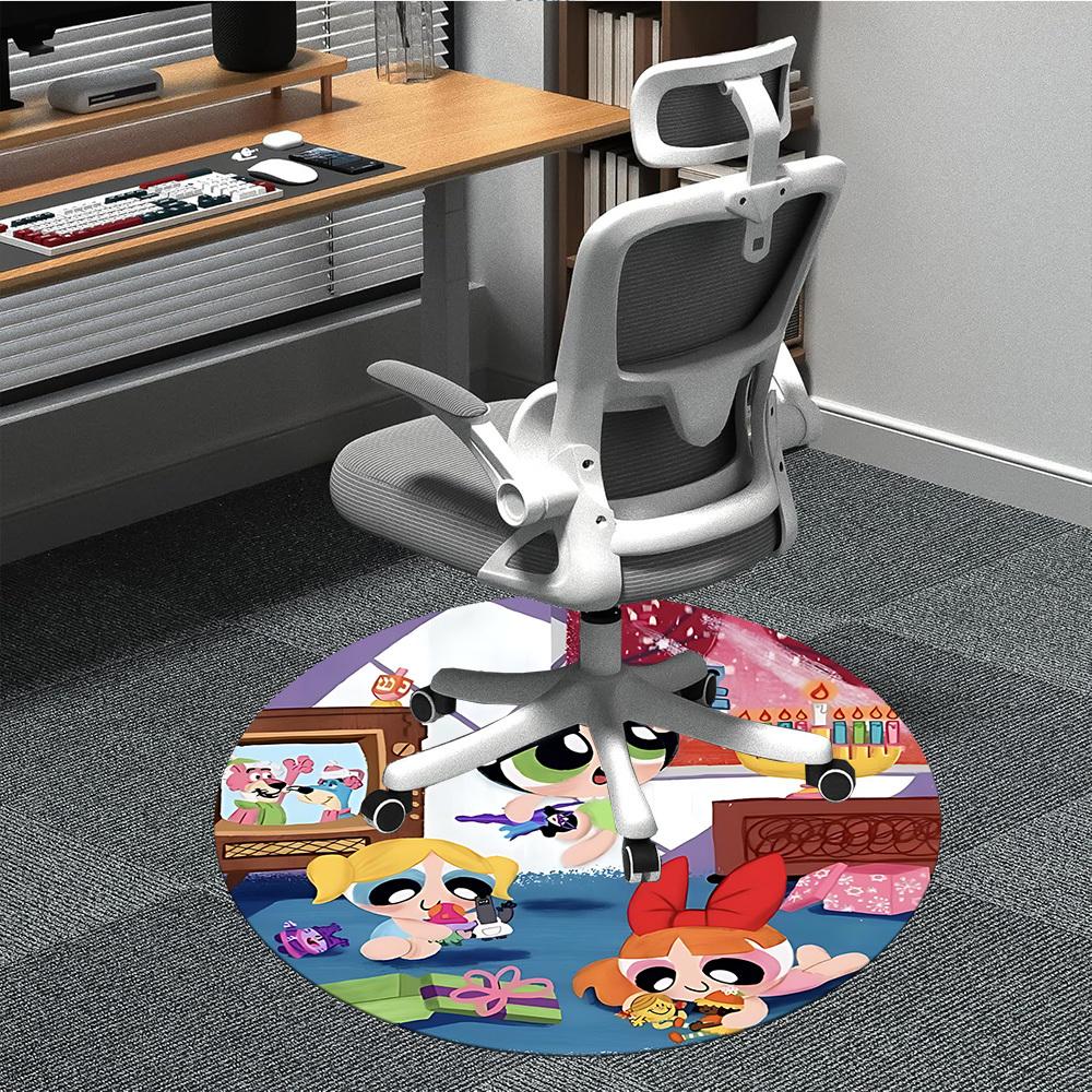 

1pc Powerpuff Girls Office Round Area Rug, Under Office Chairs Bedroom Living Room Home Decor, Room Deco, Available in Various Sizes 80cm