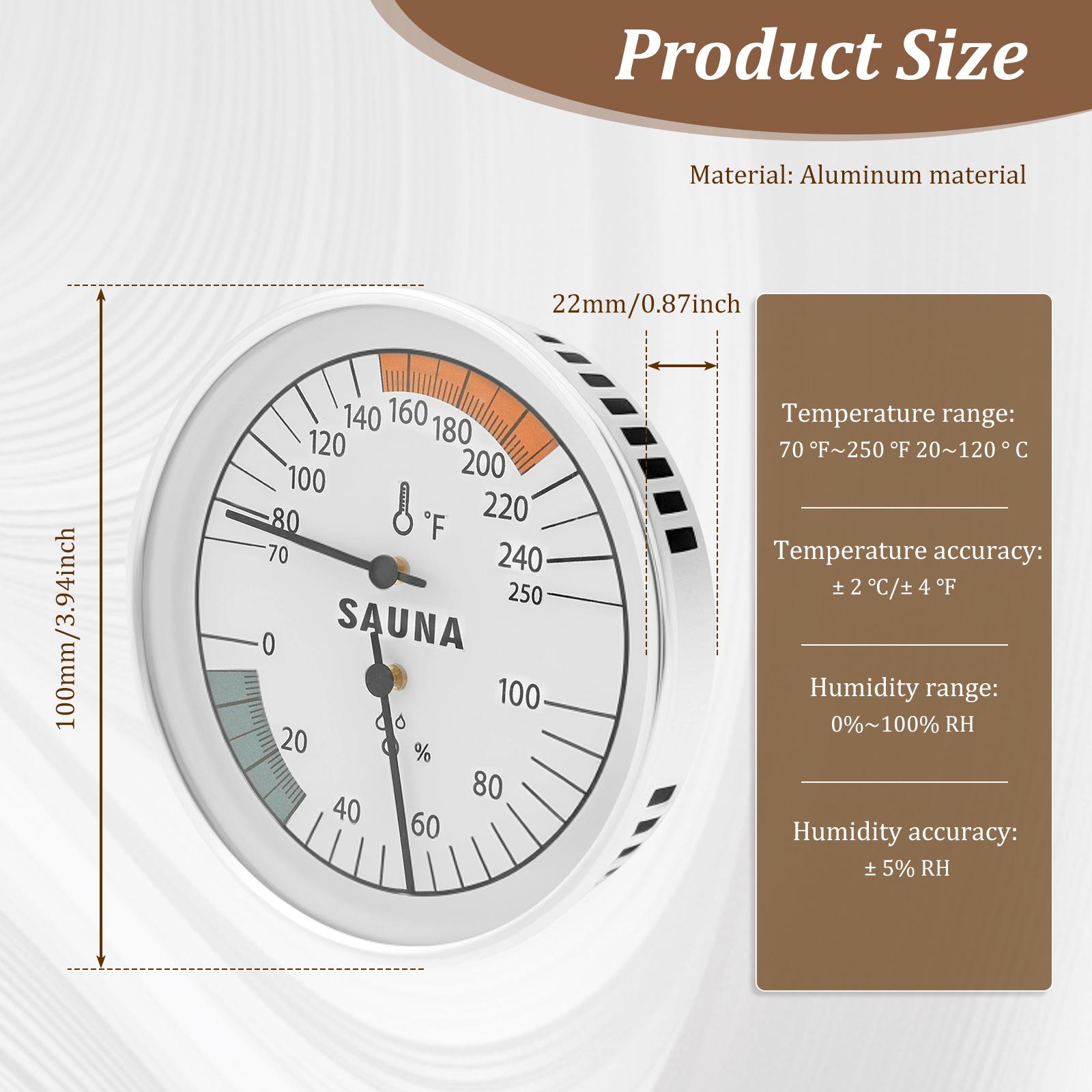 

Sauna Hygrometer Thermometer Aluminum Wall Mounted Sauna Temperature Gauge 2 In 1 High Precision Indoor Hygrometer Thermometer