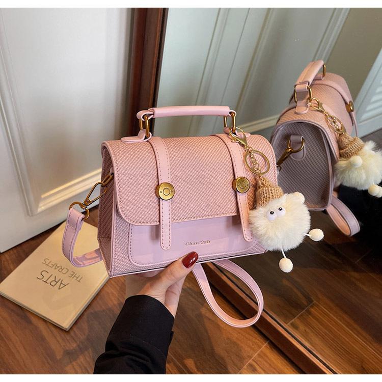 

Женская сумка контрастного цвета, маленькая квадратная сумка высокого класса, изысканная модная сумка-мессенджер, портативная маленькая сумка, сумка на плечо. розовый