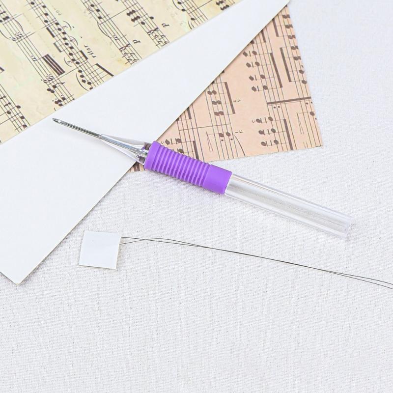 5Pieces Punching Needle Embroidery Pen with Needle Threader Punching Needle Tool ABS Embroidery Pen for Stitching Craft