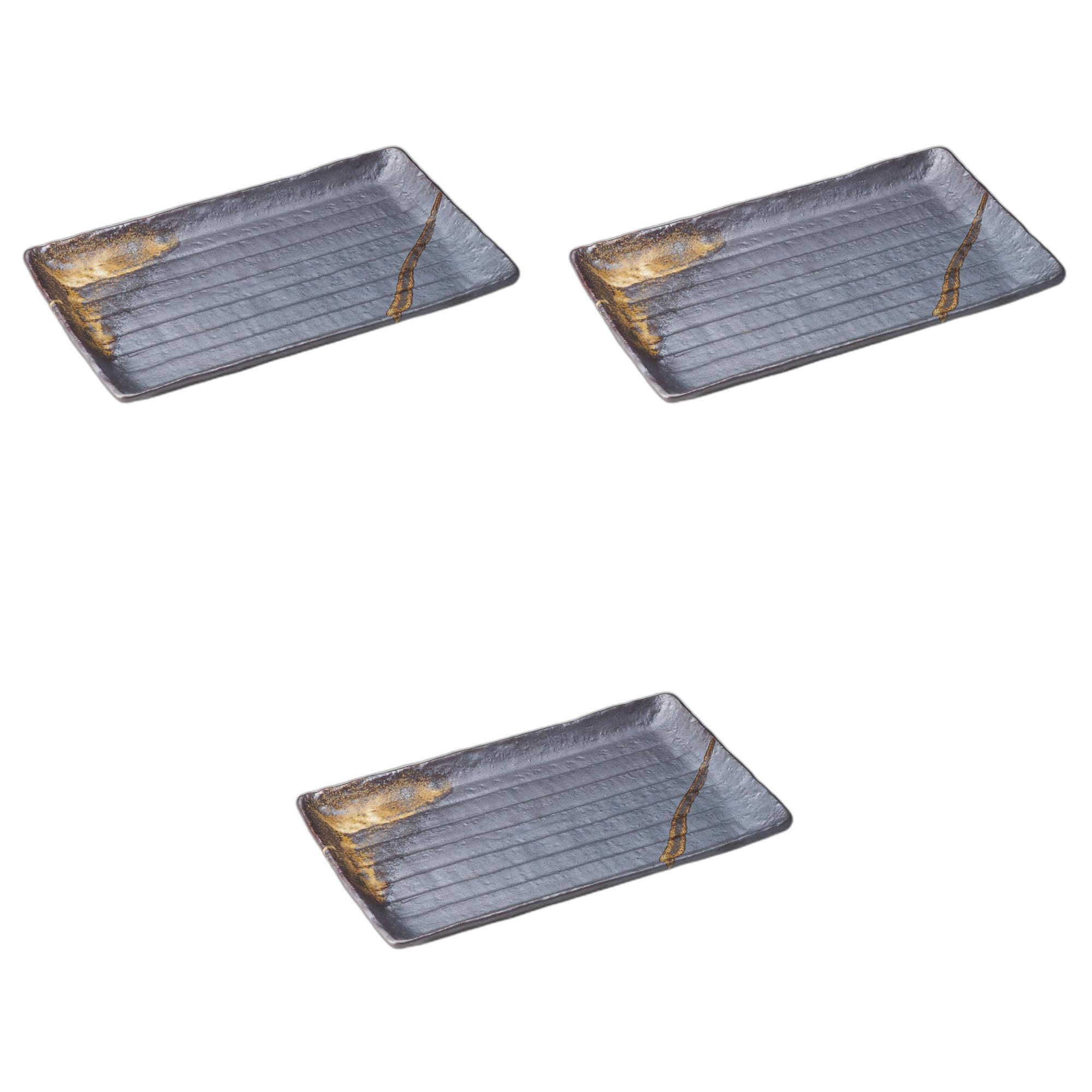 

Setomonohonpo 3-Piece Set of Streamer Atka Mackerel Plates [33.3 x 16.8 x 2.3cm] | Ceramic Long Plates