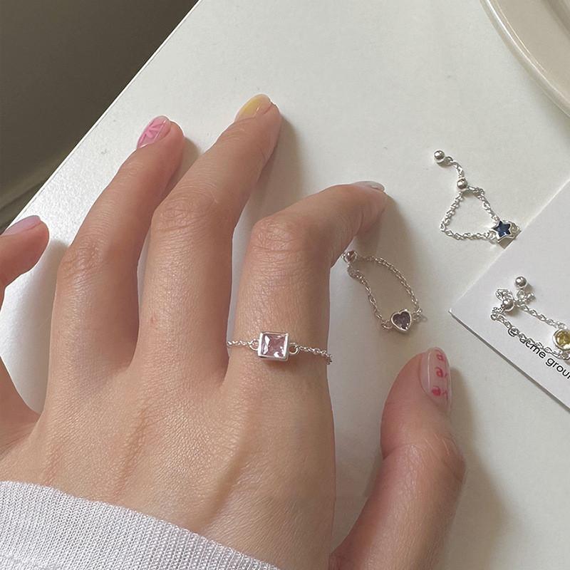 Dopamine Stylish Colorful Zirconia Adjustable Ring For Women With Unique Geometric Design And Colors Eyecatching