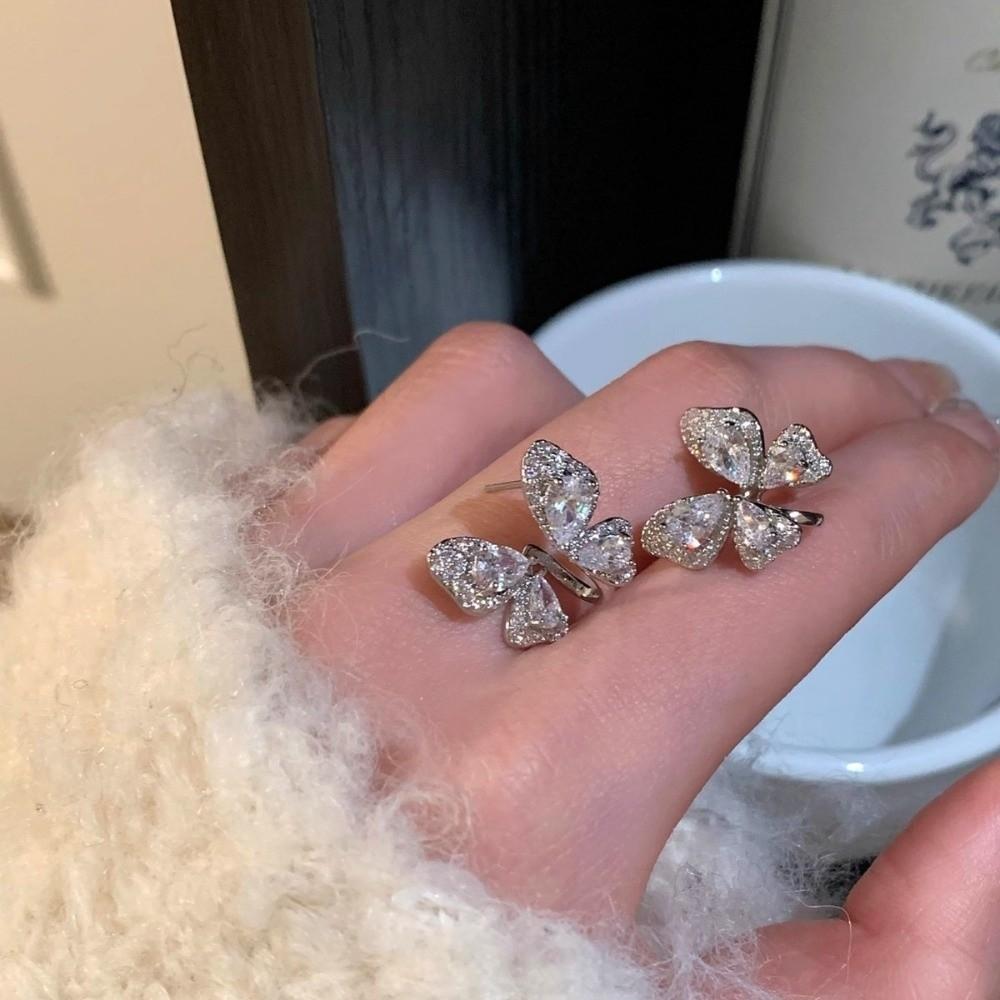 Simple Design Zircon Earrings Luxury Exquisite Earrings Fashion Butterfly Stud Earrings  Banquets