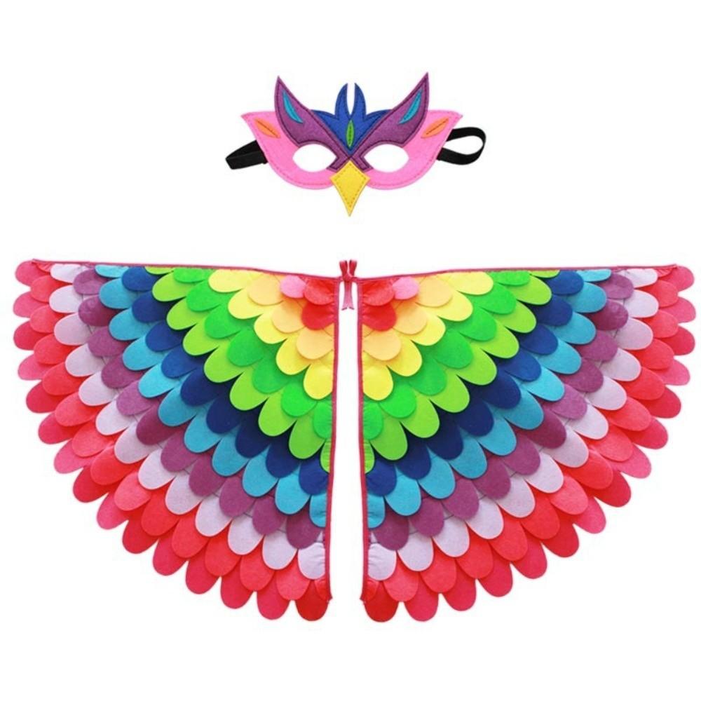 Bird Wings Halloween Cloak with Mask Felt Cloth Cape Mask Set  Stage Performance