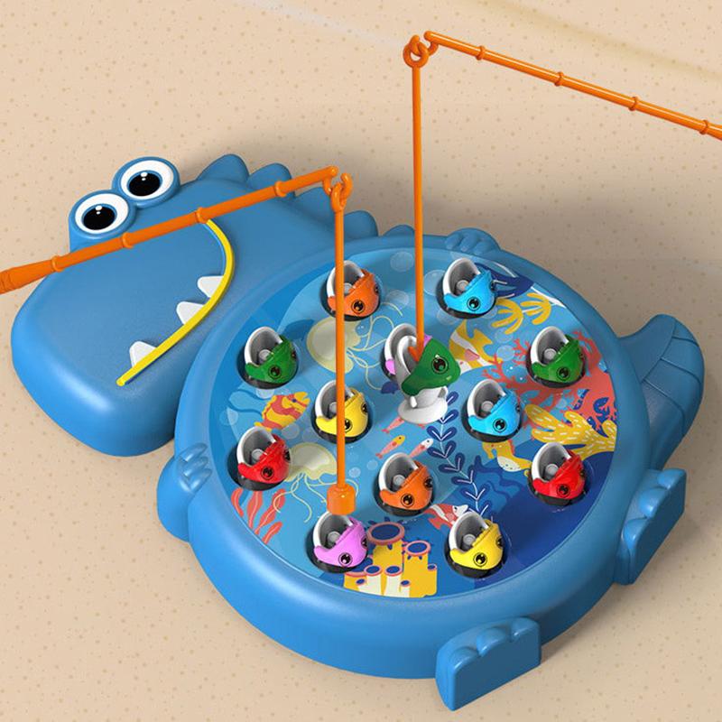 Imitation Magnetic Dinosaur Fishing Plate Toys Play Rod Game Toys For Children Baby Montessori With Rod Kids Educational Gift