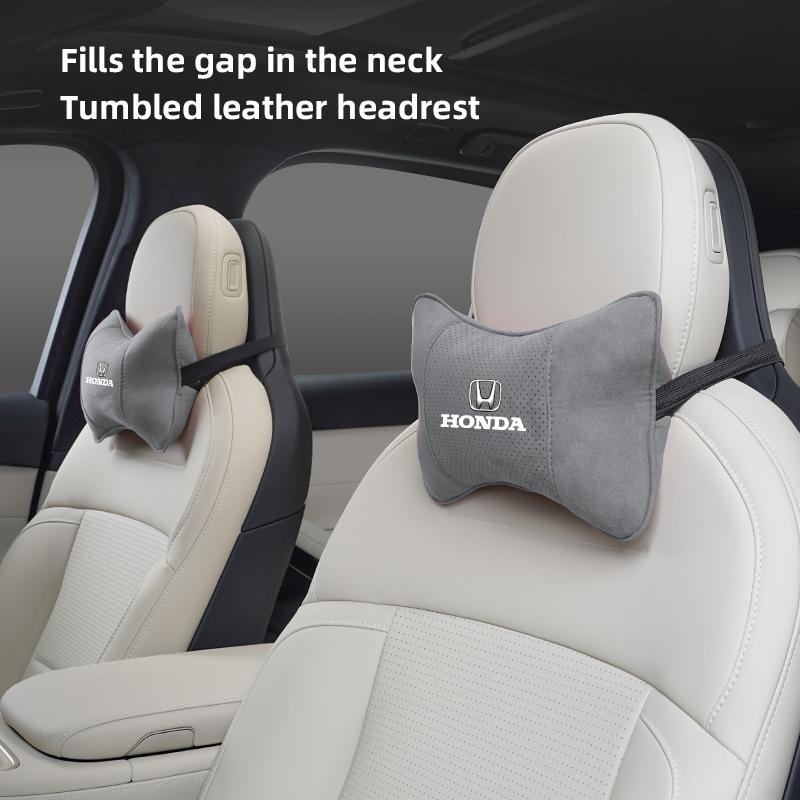 Car Logo Seat Suede Headrest Pillow Neck Support Auto Accessories For Honda Civic Fit Jazz Accord Pilot CRV Odyssey Passport HRV ajj256