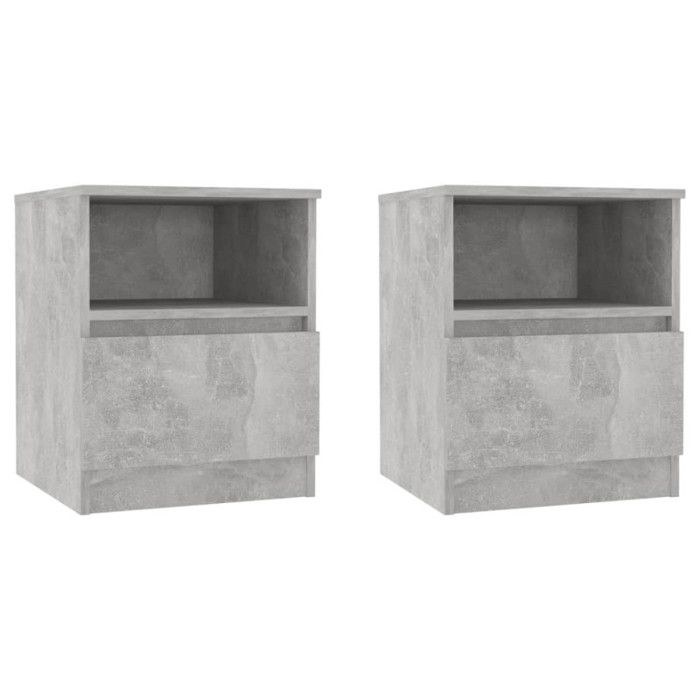VidaXL Tables de chevet 2 pcs Gris béton 40x40x50 cm Aggloméré