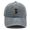 Vintage Washed Black Cat Holding Pizza Embroidery Baseball Cap Unisex Adjustable Brim Dad Hat Pet Lover Casual Outdoor Sun Hat