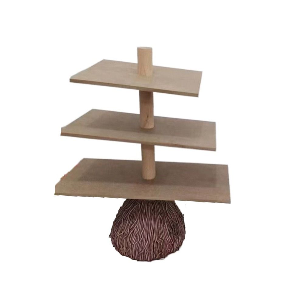 Wooden Table Snack Tray Anti-deformation Witch Broom Table Halloween Wood Cake Stand  Cake Stand