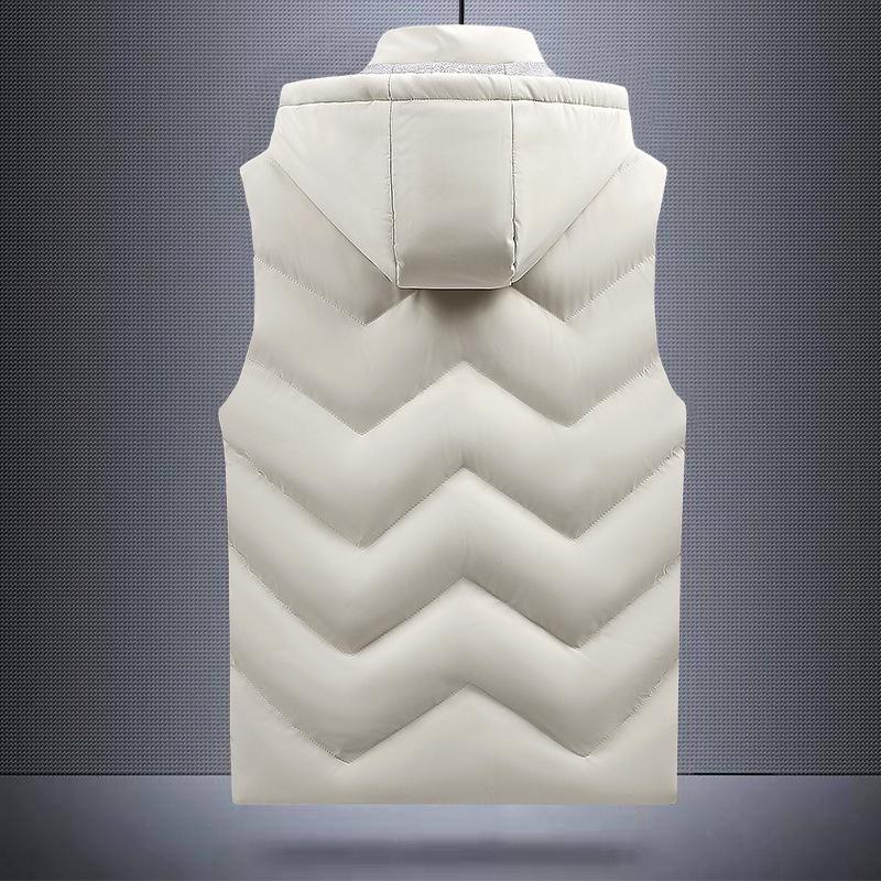 Men's Large Hooded Slim Fit Down Cotton Vest - Youth Trend Waistcoat