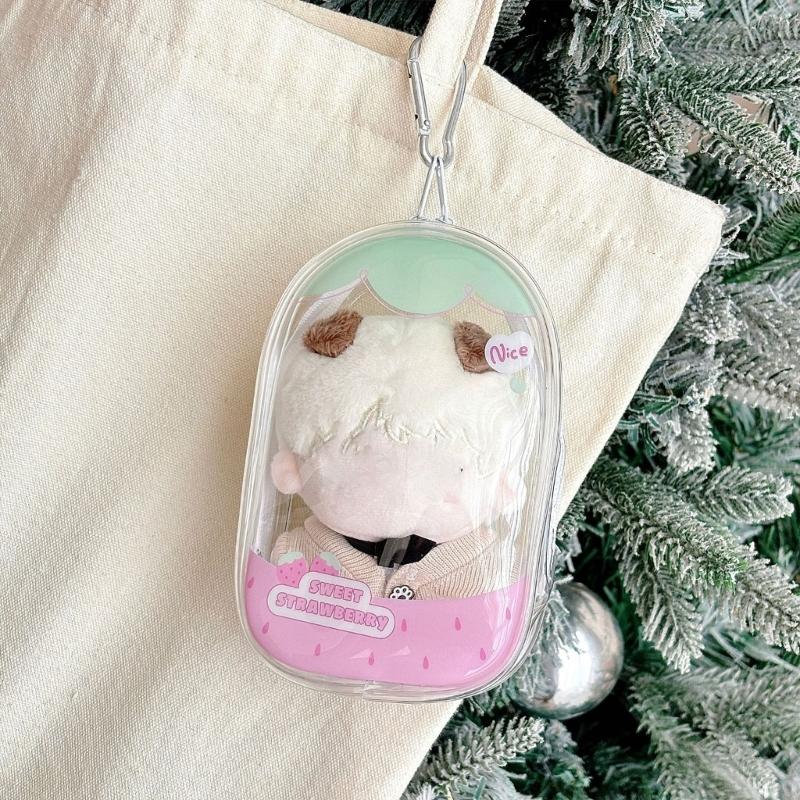 Transparent PVC Keychain Doll Storage Pouch For Mini Figures Toys School Accessories Kids Teens Travel Organizer