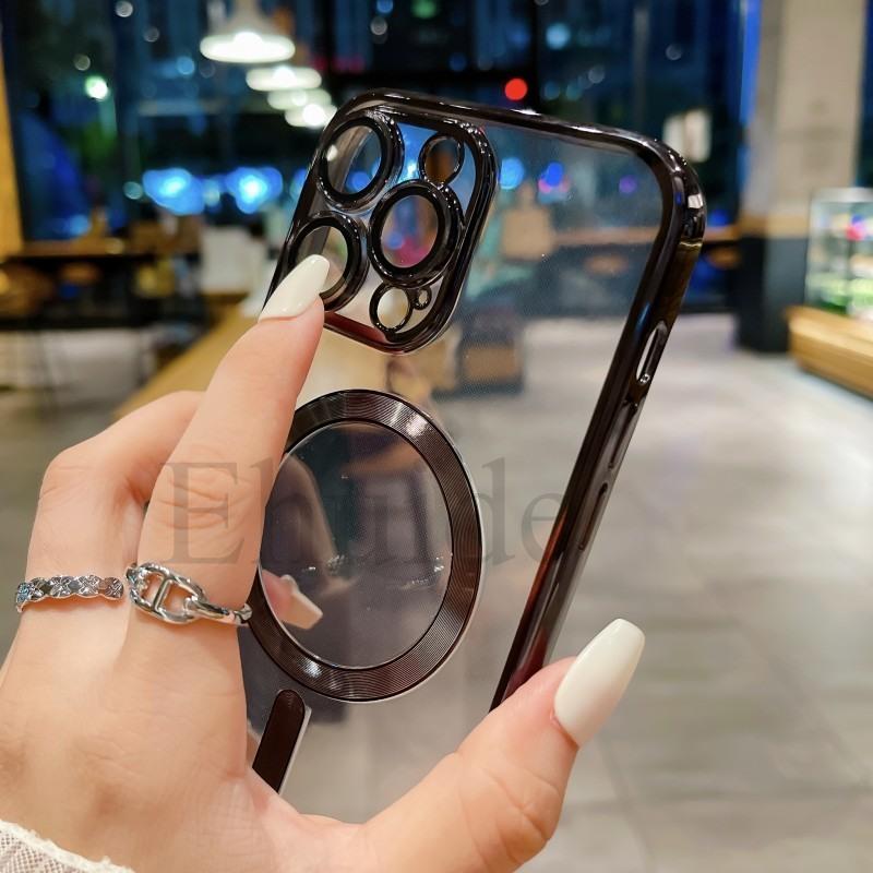 Magnetic Case For iPhone 17 16 14 13 12 11 Pro X XS Max 15 Plus Magsafe Transparent Plating Strap Crossbody Lanyard Neck Cover