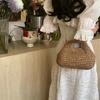 Yogodlns Retro Woven Clutch Bags for Women Straw Shell Chain Handbag Messenger Bag Ladies Holiday Beach Eco-friendly Crossbody Bag