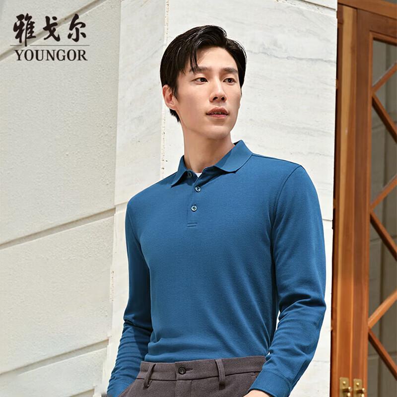 YOUNGOR Men s Twill Long-Sleeve Polo Shirt S