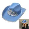 Gleaming Bride Hat Sparkly Cowboy Hats Crown Rhinestones Panama Hat for Party