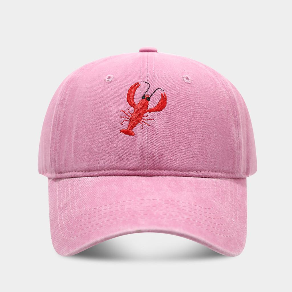 Vintage Lobster Embroidered Cotton Baseball Cap With Sun Protection For Outdoor Sports