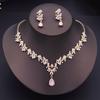 Exquisite Dangle Earrings and Necklace for Women Elegant Jewelry Set Flower Design Shining Rhinestone Necklace Set Wedding