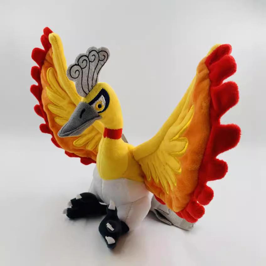25CM Ho-Oh Red Orange Mythical Phoenix Plush Doll with Standable Wings