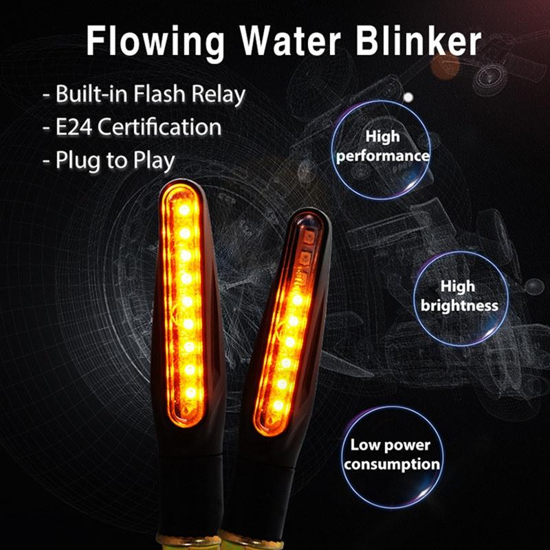 Sequential Flowing LED Motorcycle Turn Signals - IP68 Waterproof, Universal Fit with Smart Relay