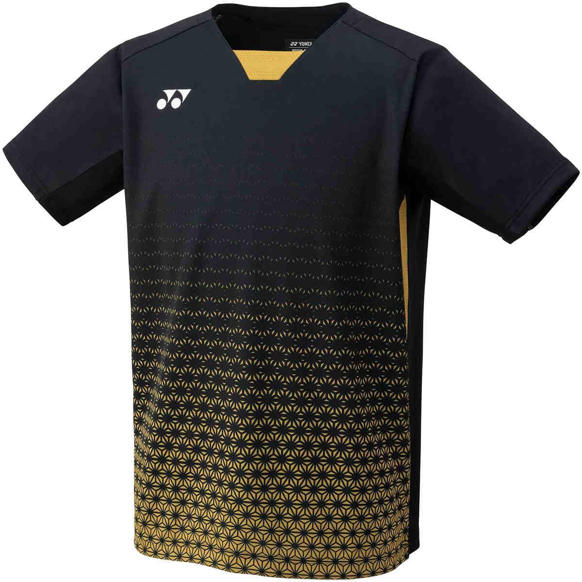 

Yonex Short Sleeve Game Shirt Size S Men s (Fit Style), Black/Gold (184),