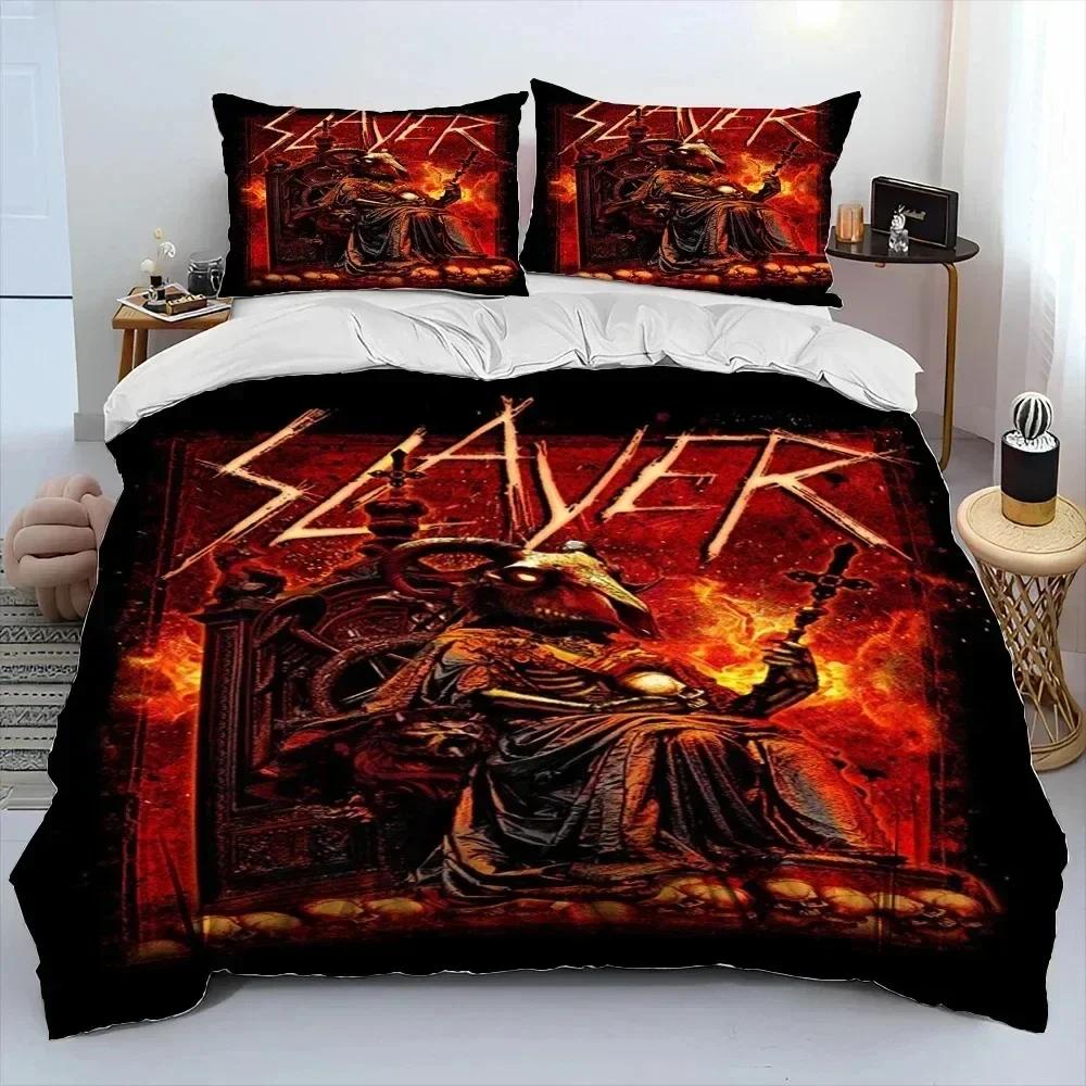 3D Print Slayer Heavy Metal Band Music Bedding Set Duvet Cover Bed Set Quilt Cover Pillowcase Comforter King Queen Size