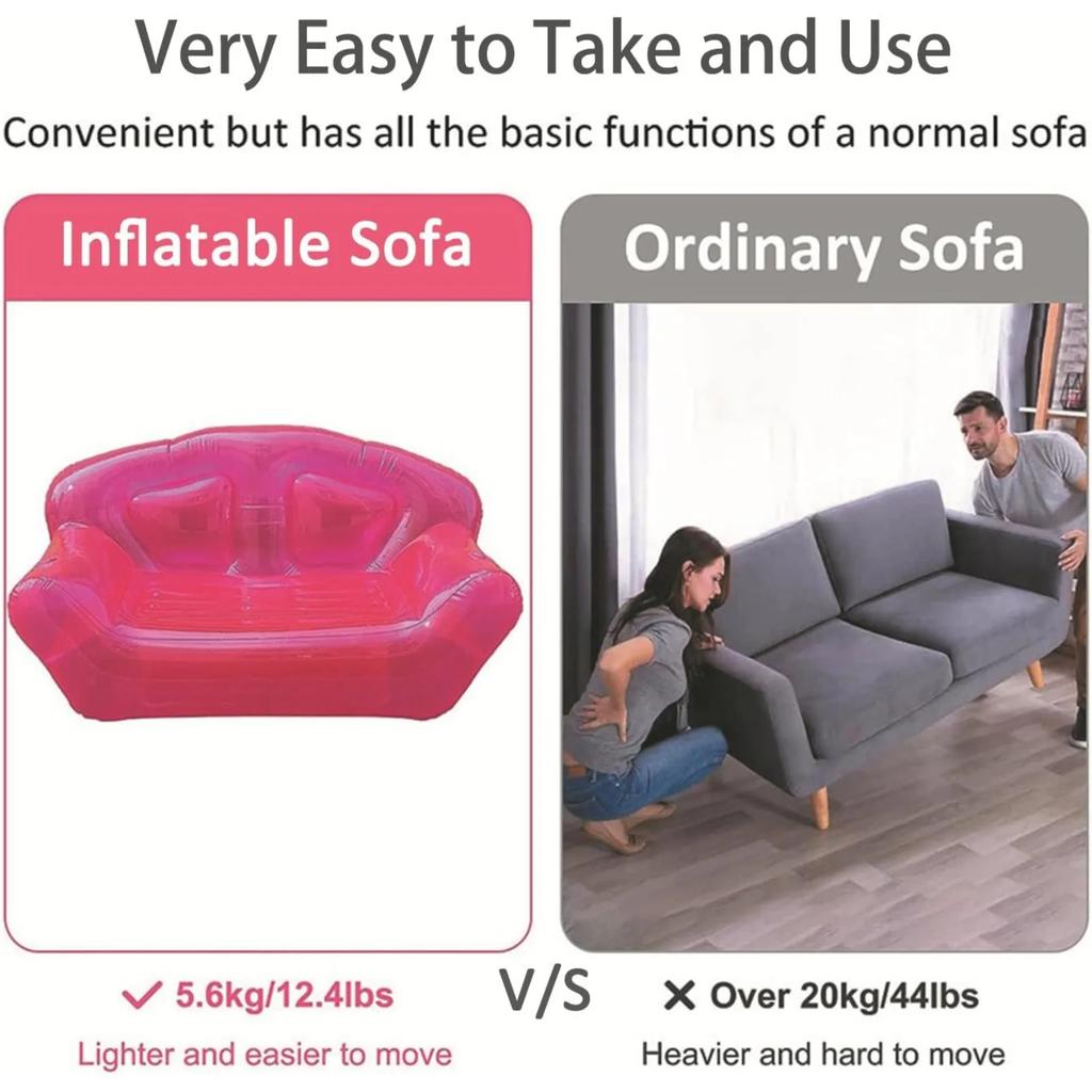 BYMAOCAR Seduta Gonfiabile per Divano, Divano Gonfiabile in PVC Trasparente Sedie Gonfiabili Divani Chaise Longue Divano Portatile Divano per Due Persone
