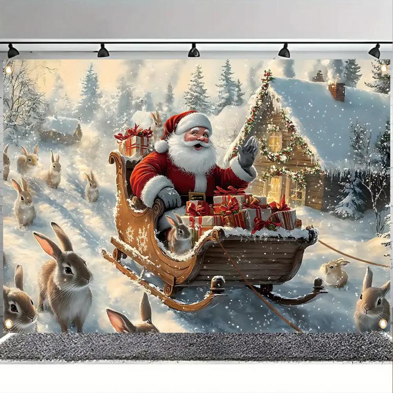 1pc 2D Flat, Festive Christmas Party Banner - for Festive Decoration In Living Room or Outdoors, No Power Required Wsj