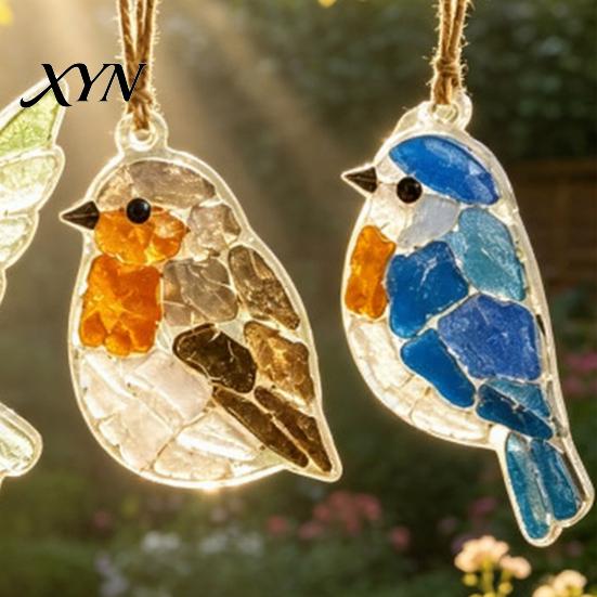 Mini Stained Glass Decoration Sea Suncatcher Ornament, Handmade Animal Ocean Acrylic Hanging Pendants, Garden Window Decor DIY Summer Ornament Decor,