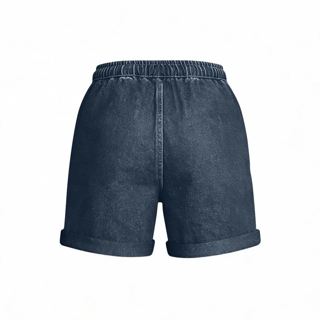 Women's Denim Shorts with Drawstring, Casual Summer Fashion, Stretch Comfort Fit for Beach and Daily Wear